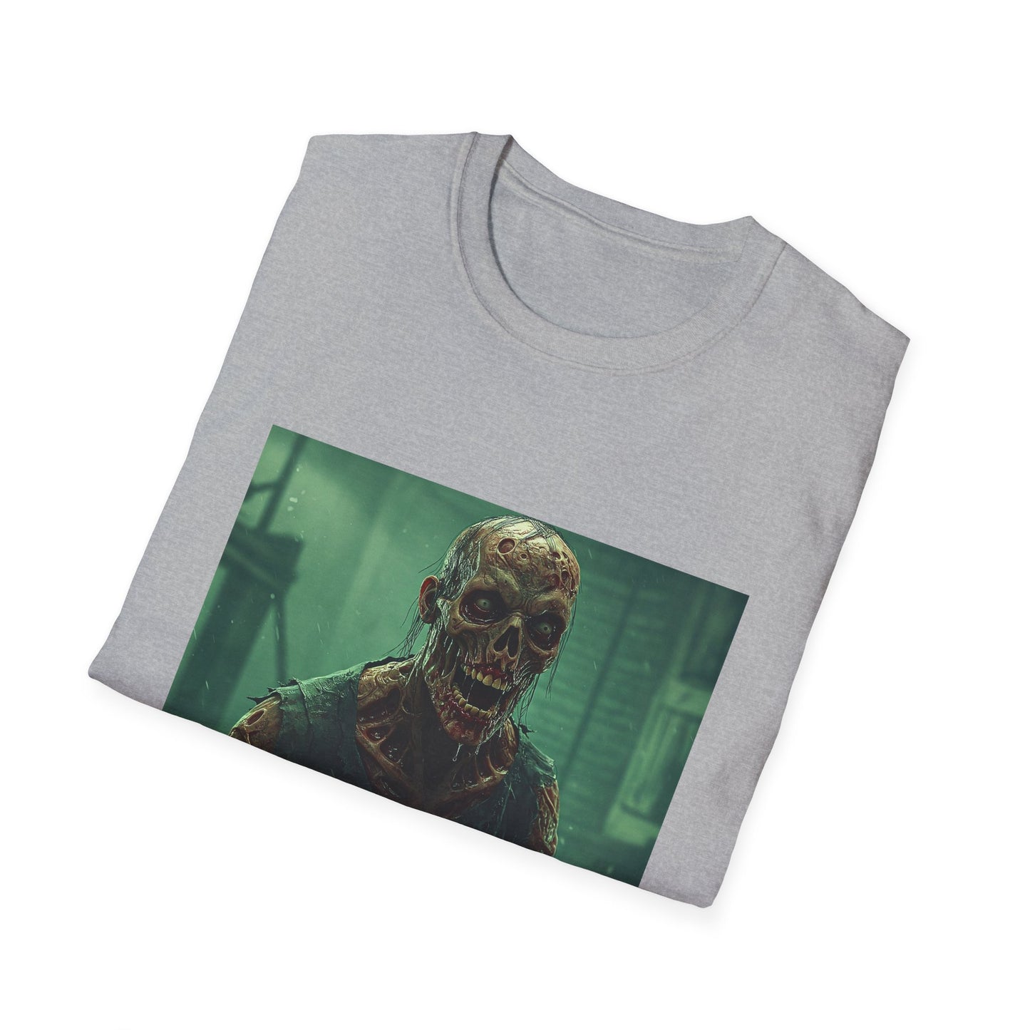Apocalyptic Portrait Tee, bold, decaying zombie graphic
