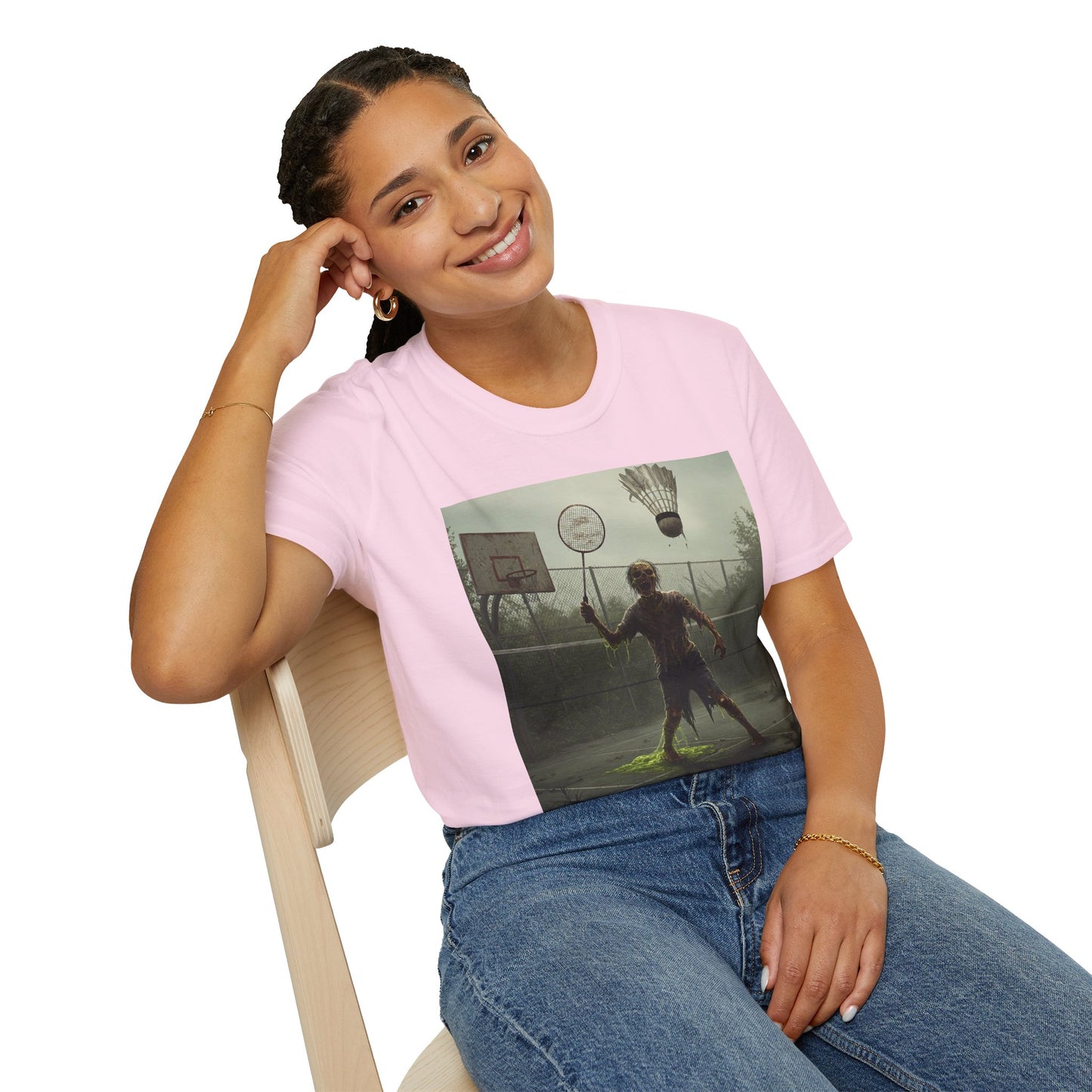 Zombie Badminton Enthusiast Unisex Softstyle T-Shirt