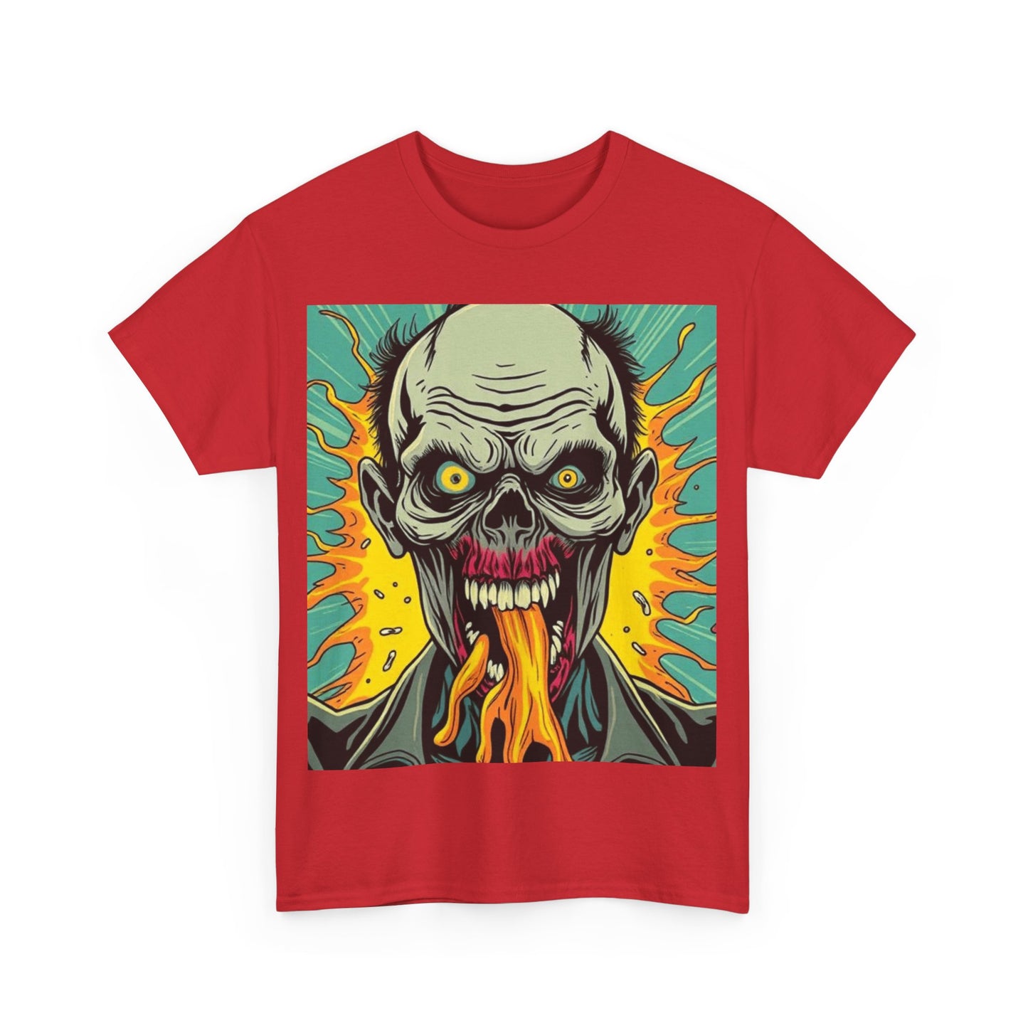 UK - Unisex Heavy Cotton Tee - Fiery Skull Graphic Shirt