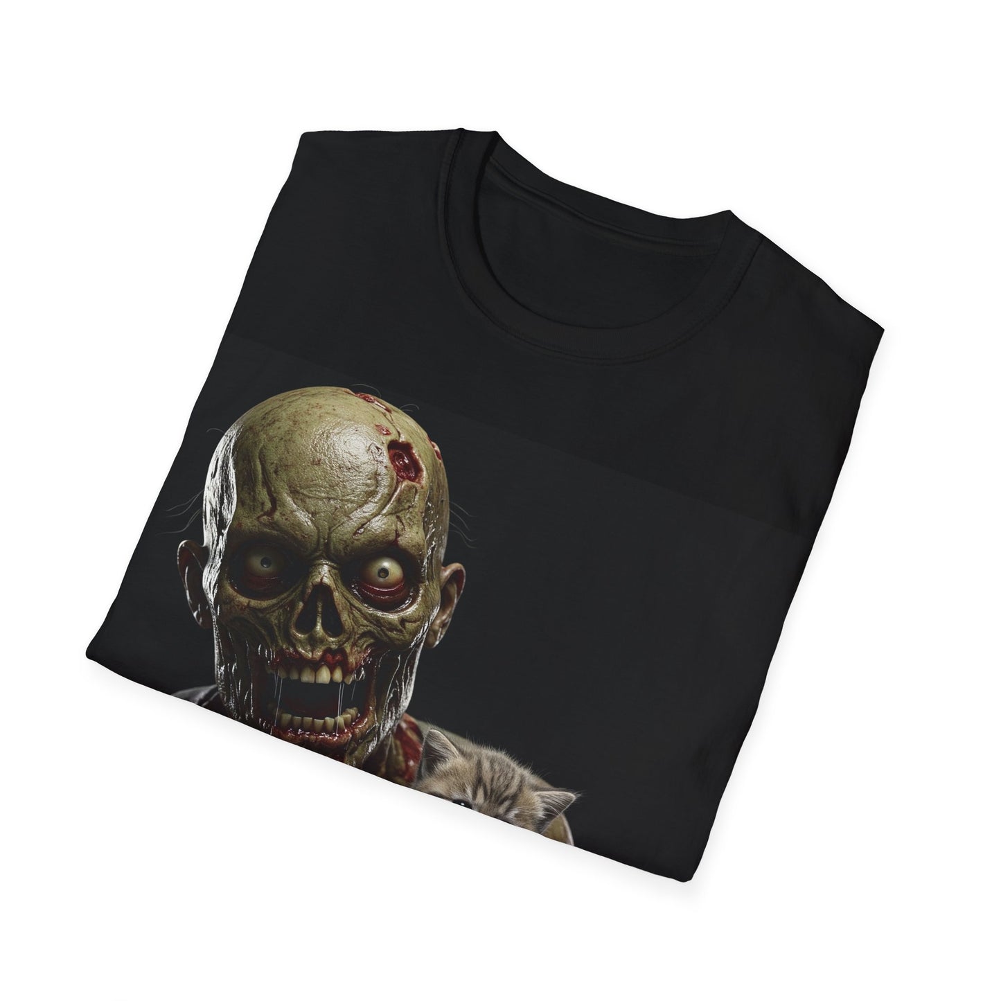 UK - Cute Zombie Cat Apocalyptic Portrait Tee, bold, decaying zombie graphic