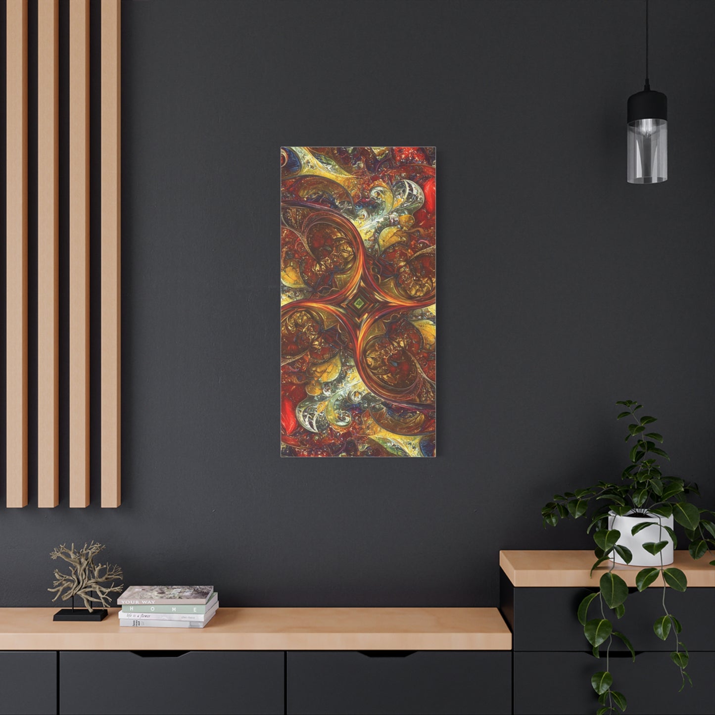 Abstract Art Matte Canvas Wall Decor - Vibrant Fractal Design, Colorful Home Accent