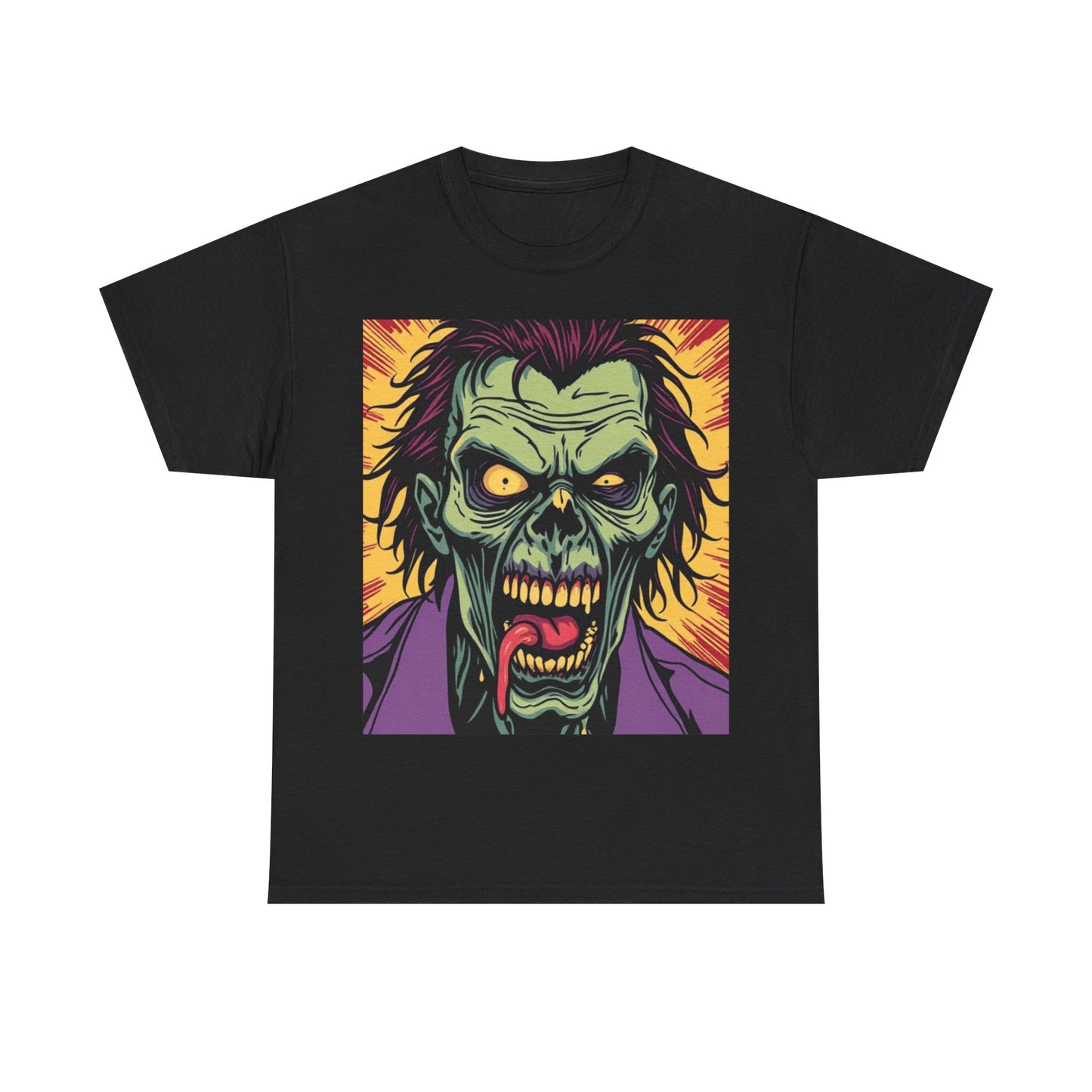 UK - Horror-Themed Unisex Heavy Cotton Tee - Zombie Graphic T-Shirt for Halloween & Casual Wear