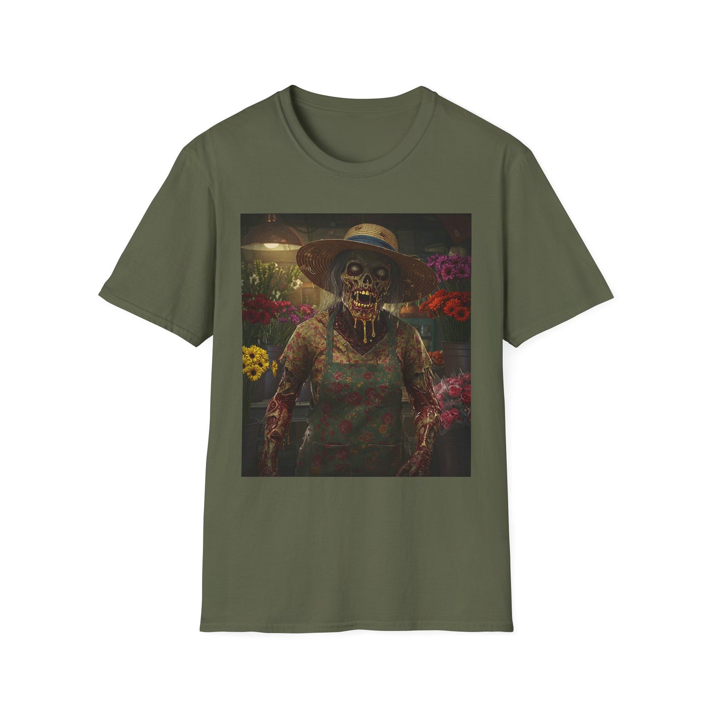 Unisex Softstyle T-Shirt - Vintage Floral Skeleton Design for Halloween