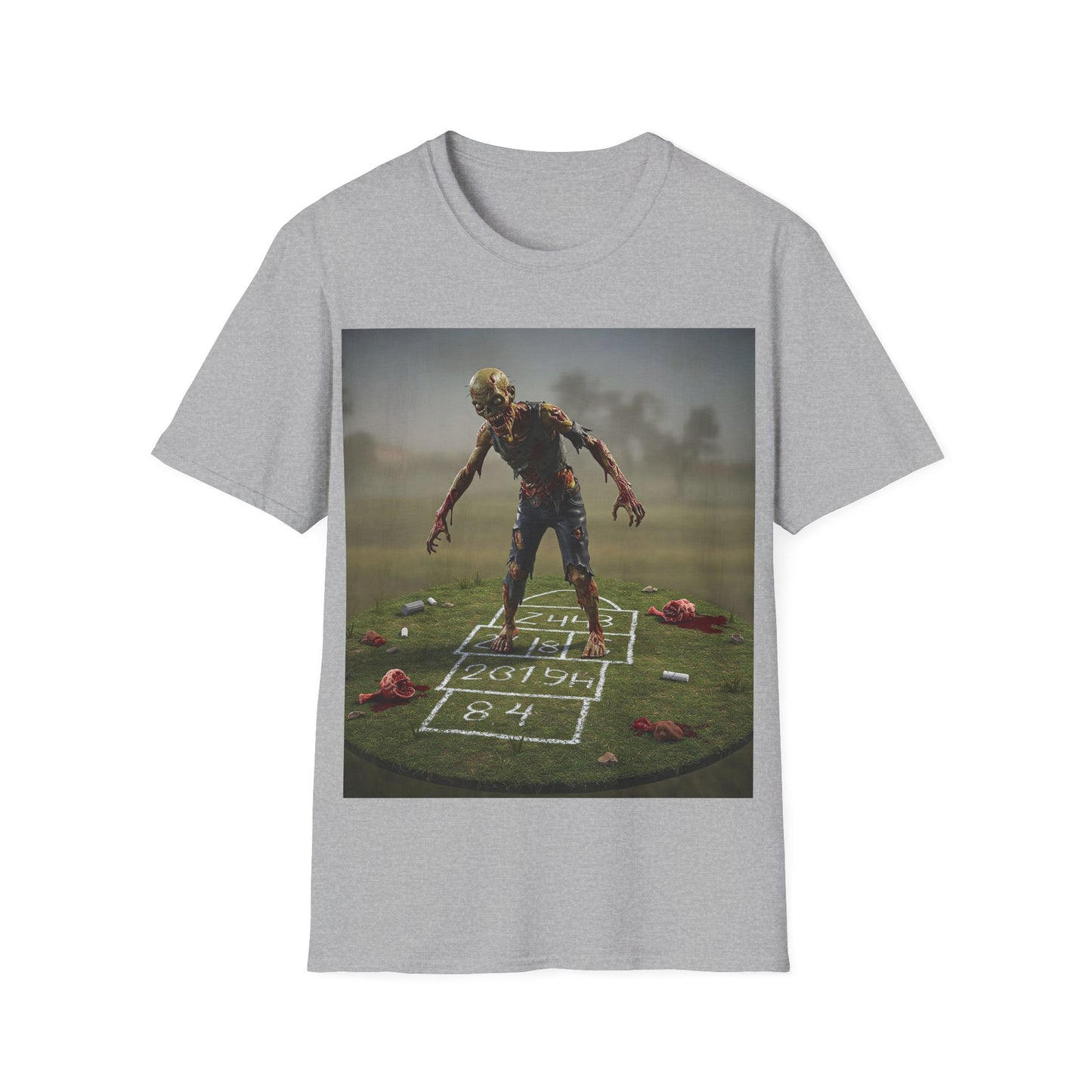 UK - Unisex Zombie Hopscotch T-Shirt - Perfect for Halloween or Casual Wear