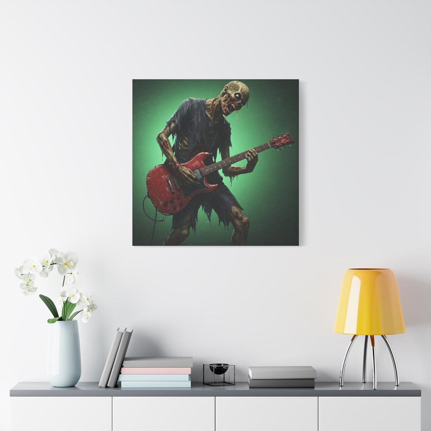 Zombie Rocker Canvas Wall Art - Edgy Decor for Music Lovers