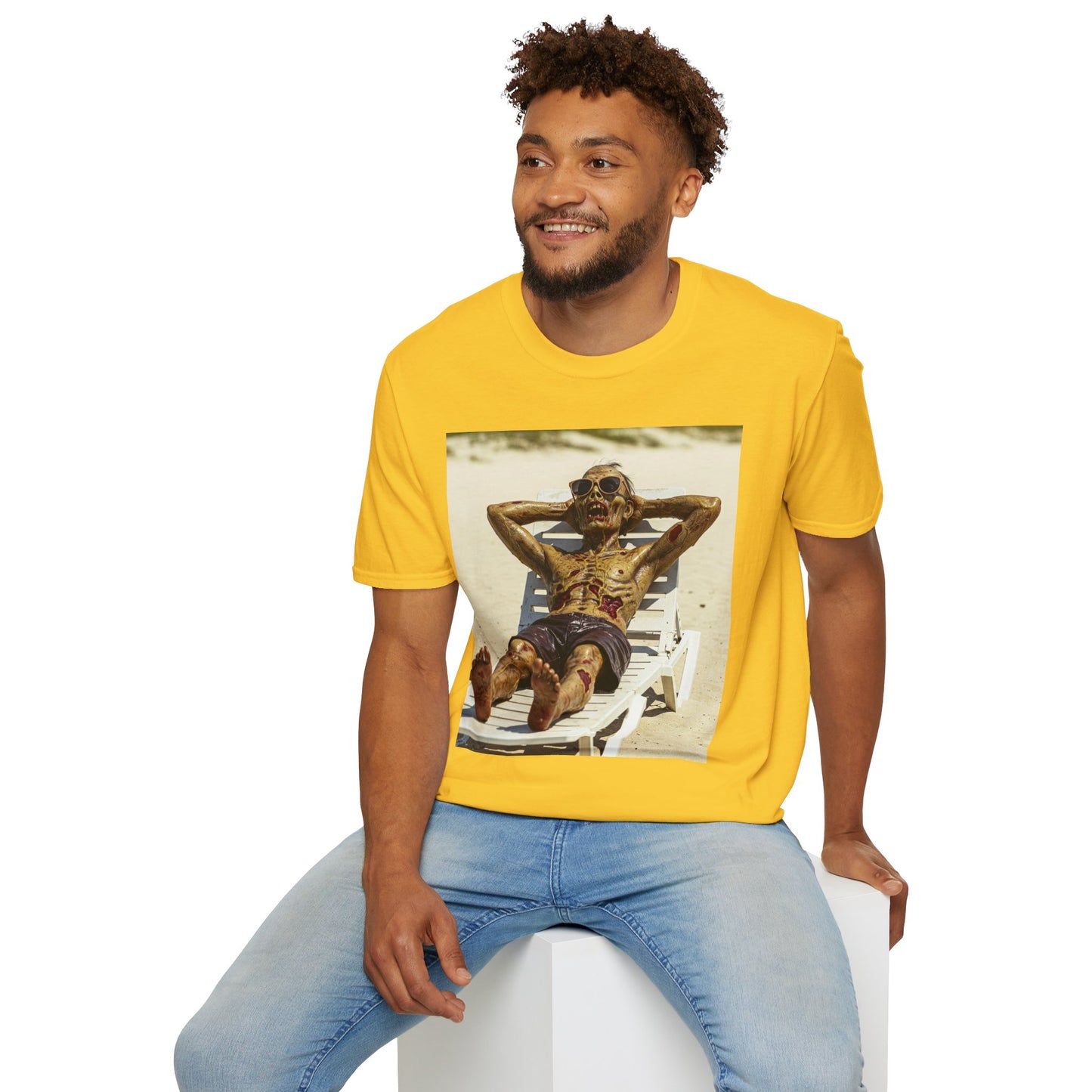 Chillin' Skeleton Unisex Softstyle T-Shirt - Perfect for Halloween & Casual Wear