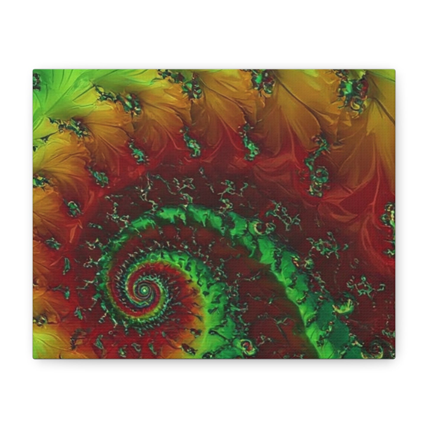 Vibrant Fractal Art Canvas - Green and Red Abstract Wall Decor