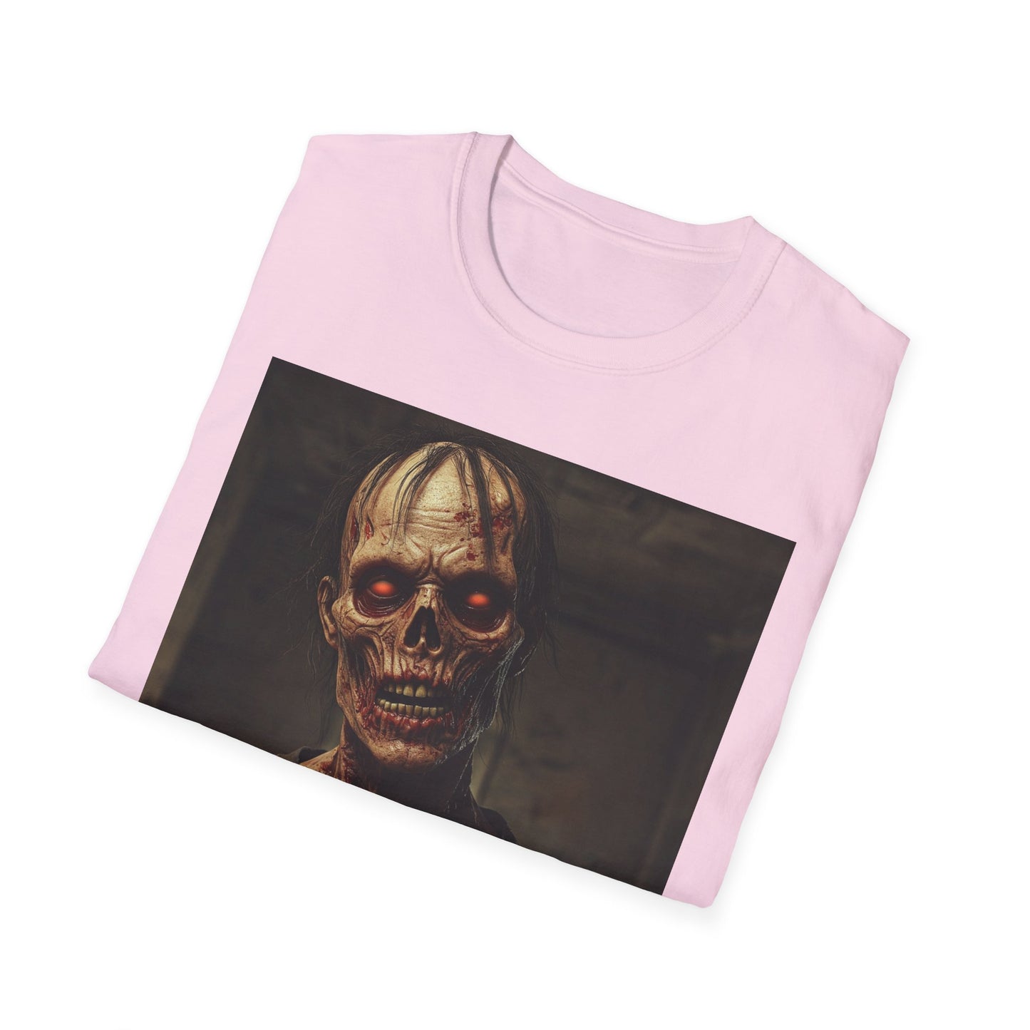 Creepy Skeleton Unisex Softstyle T-Shirt - Perfect for Halloween and Horror Fans