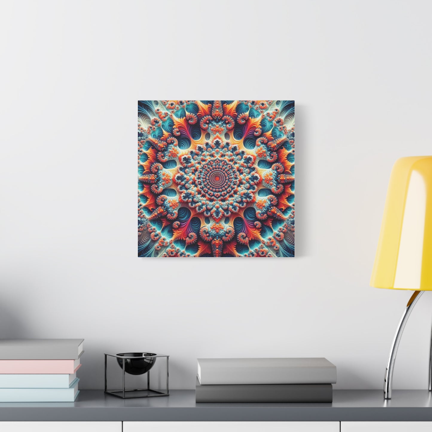 Vibrant Fractal Art Canvas – Stunning Stretched Wall Decor for Home or Office