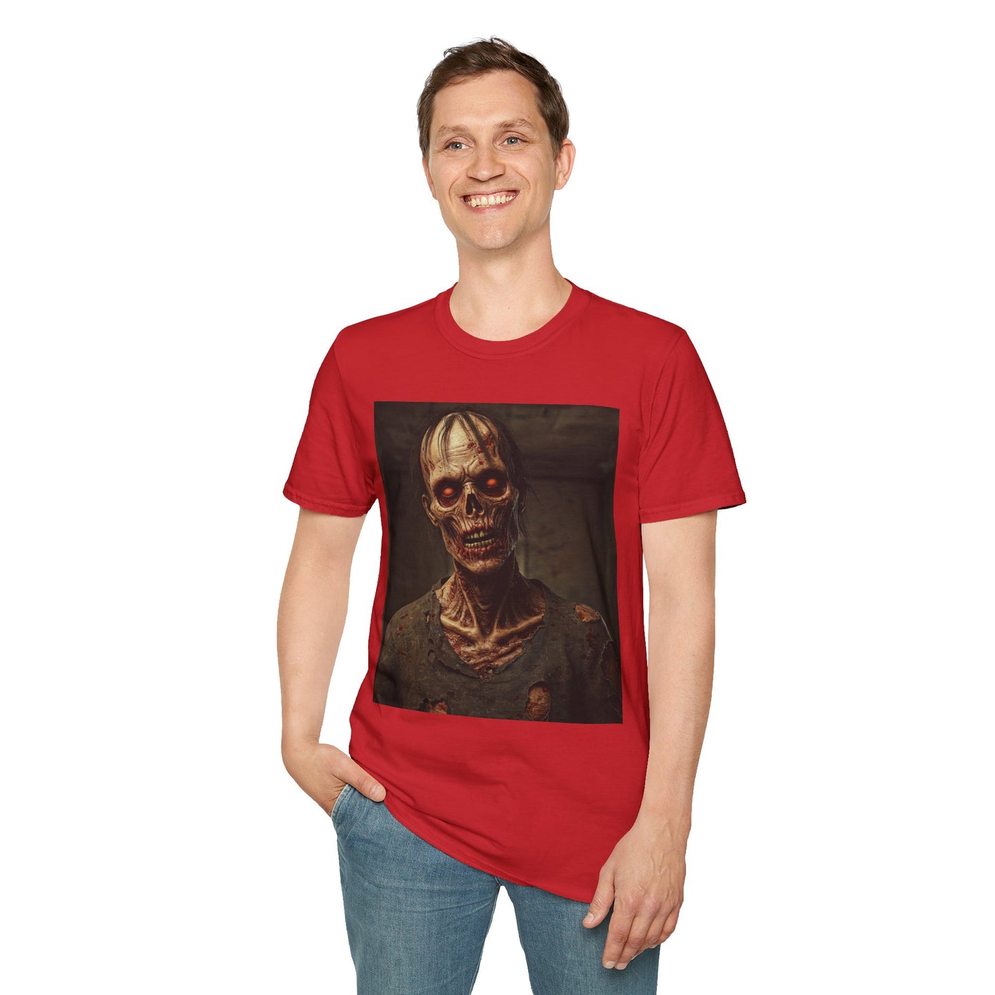 Creepy Skeleton Unisex Softstyle T-Shirt - Perfect for Halloween and Horror Fans