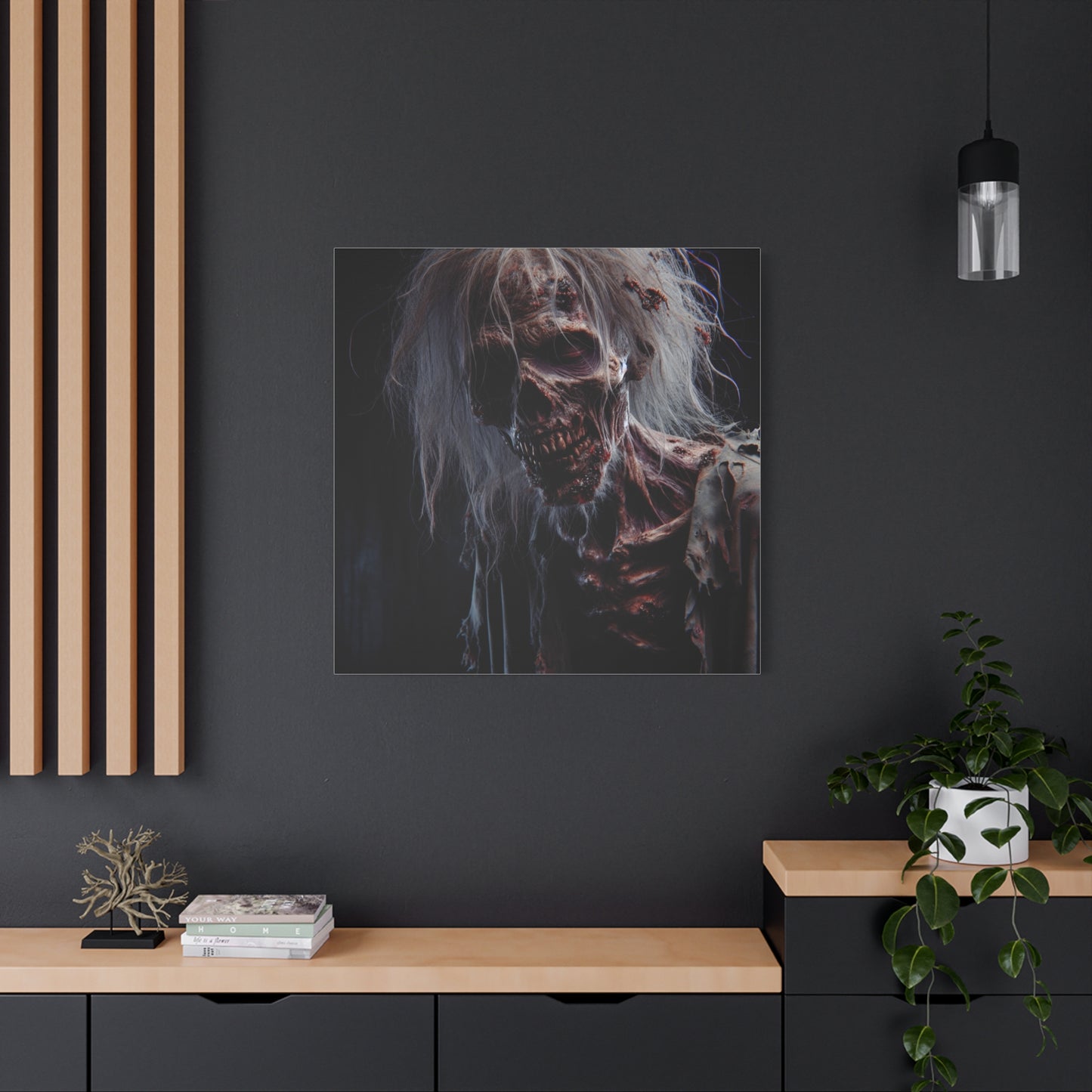 Creepy Zombie Wall Art Canvas - 12" Horror Decor