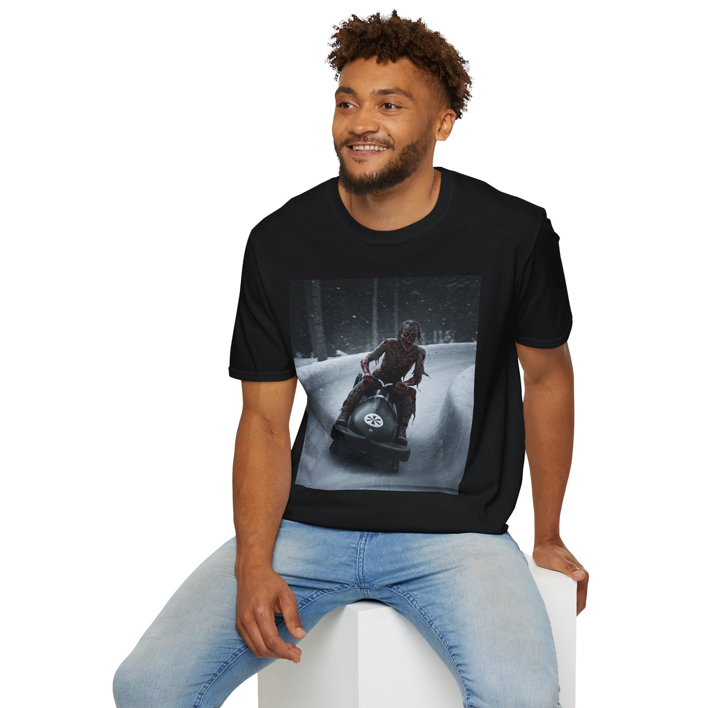 Winter Adventure Unisex Softstyle T-Shirt - Snowmobiling Graphic Tee