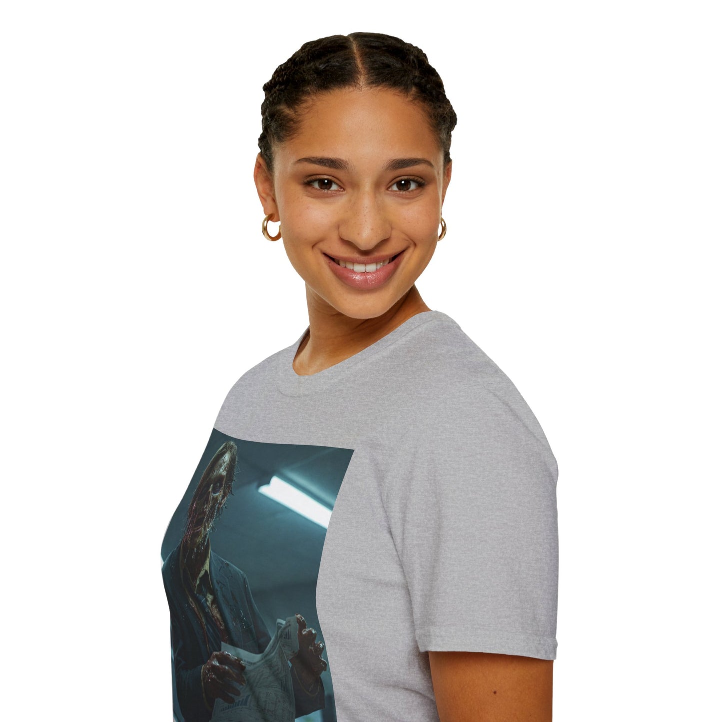 Zombie Horror Unisex Softstyle T-Shirt - Spooky Graphic Tee for Halloween and Horror Lovers