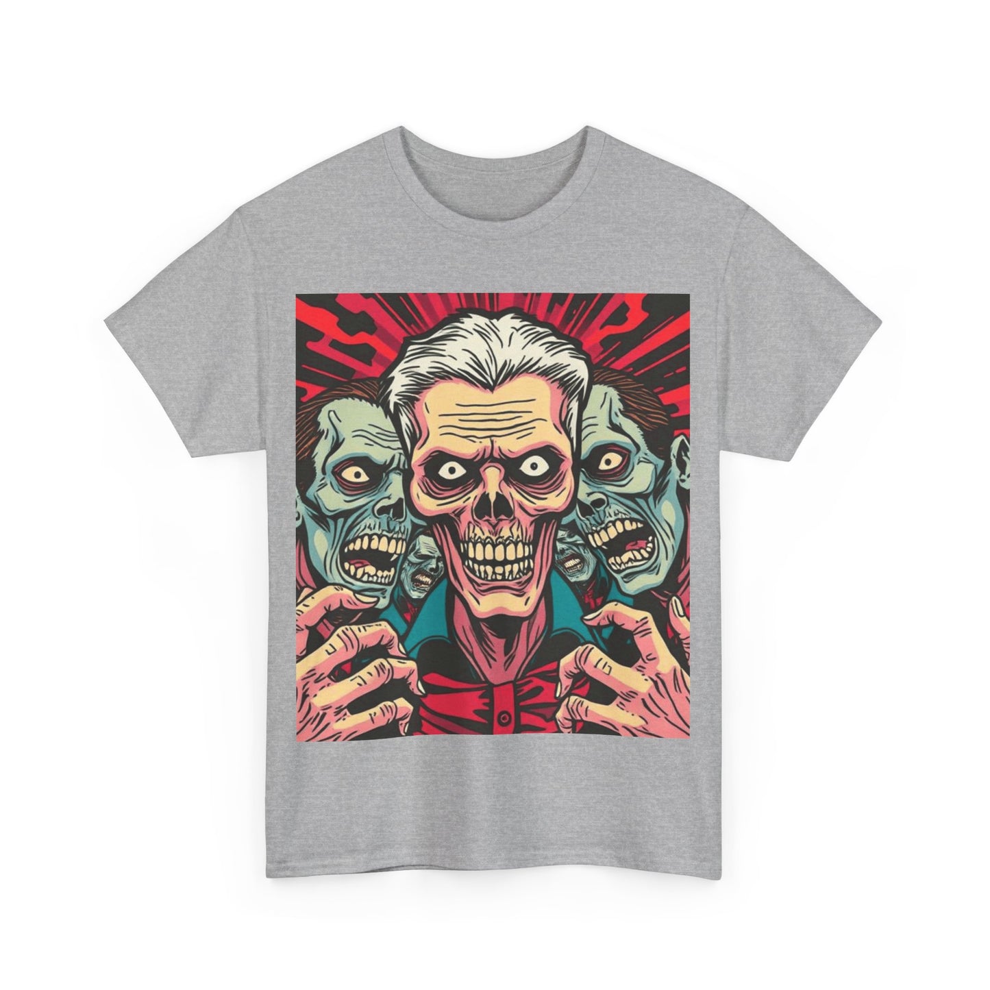 UK - Spooky Skull Graphic Unisex Heavy Cotton Tee - Perfect for Halloween and Casual Wear