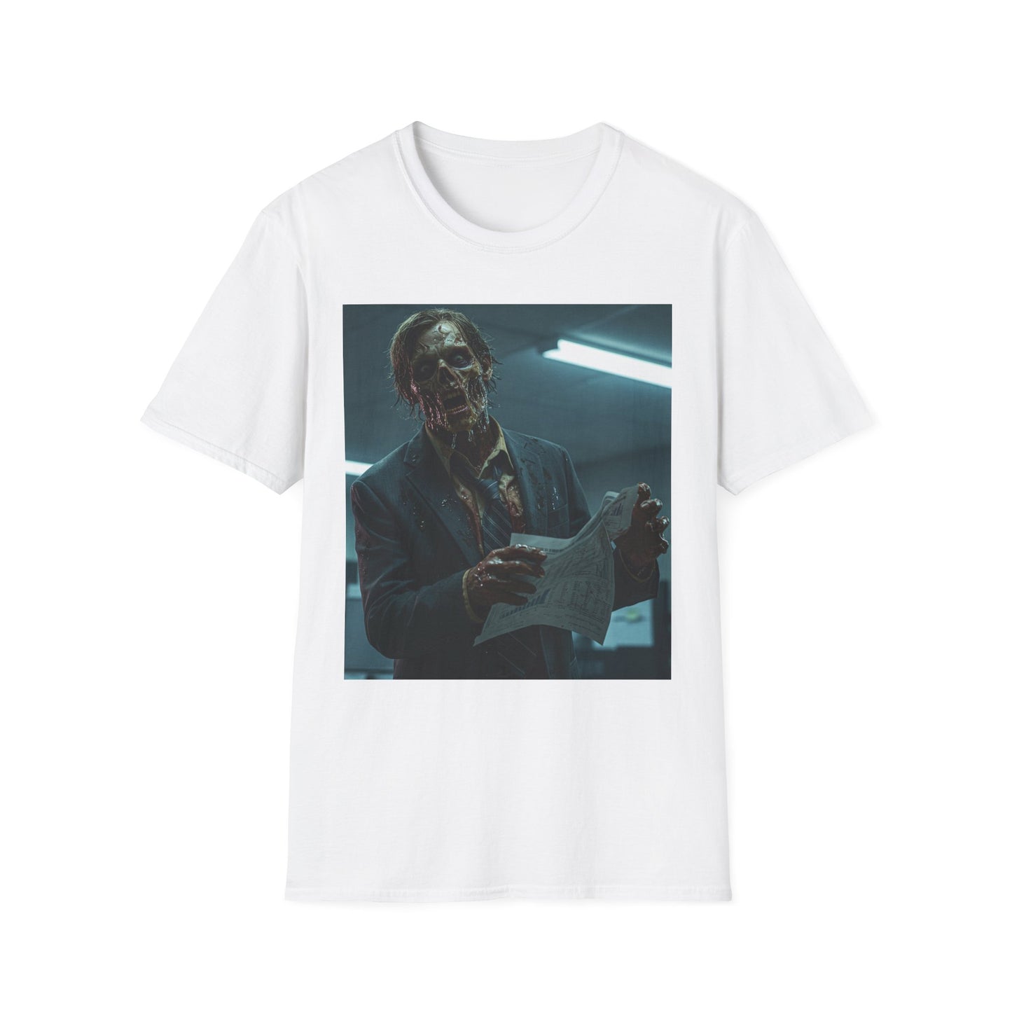 Zombie Horror Unisex Softstyle T-Shirt - Spooky Graphic Tee for Halloween and Horror Lovers