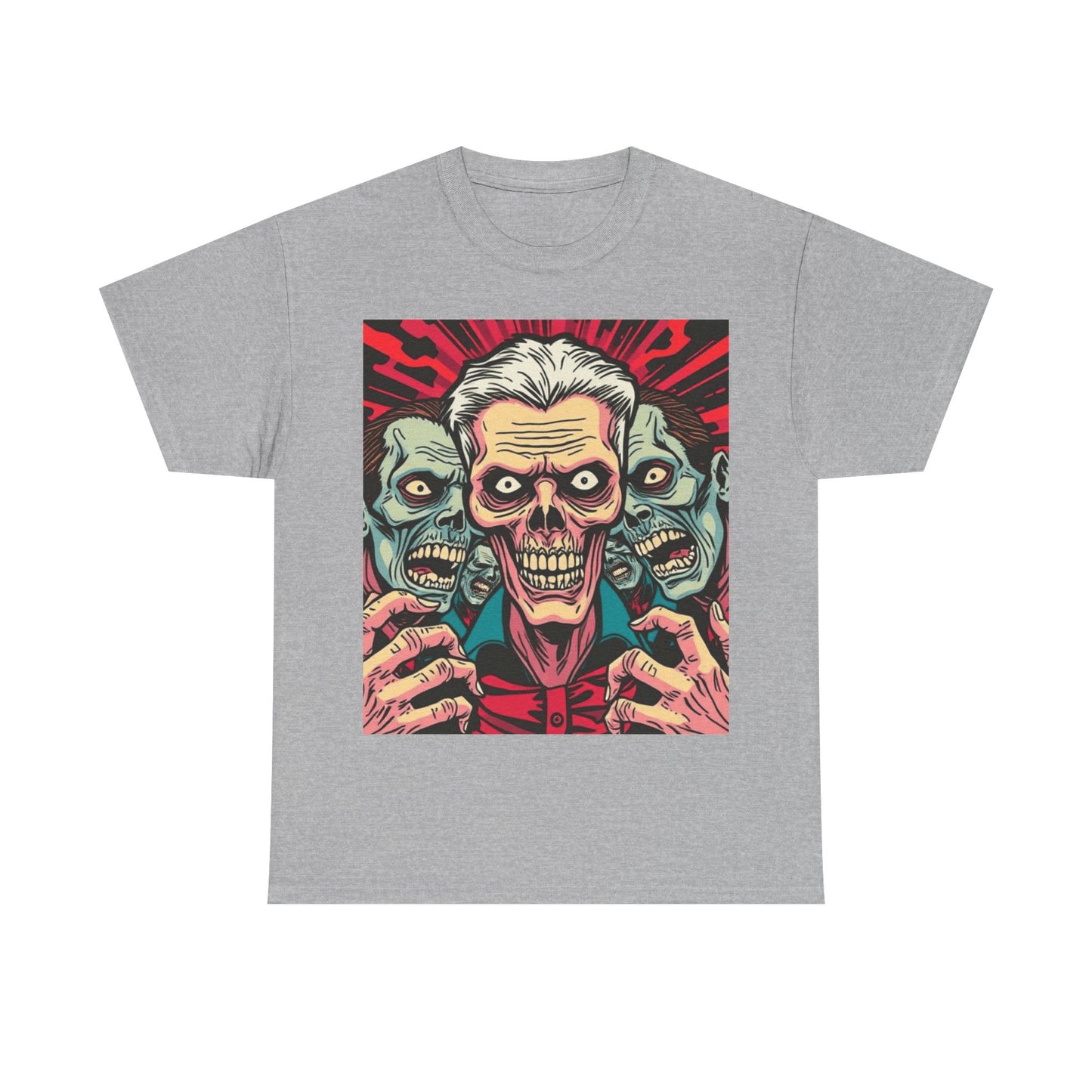 UK - Spooky Skull Graphic Unisex Heavy Cotton Tee - Perfect for Halloween and Casual Wear