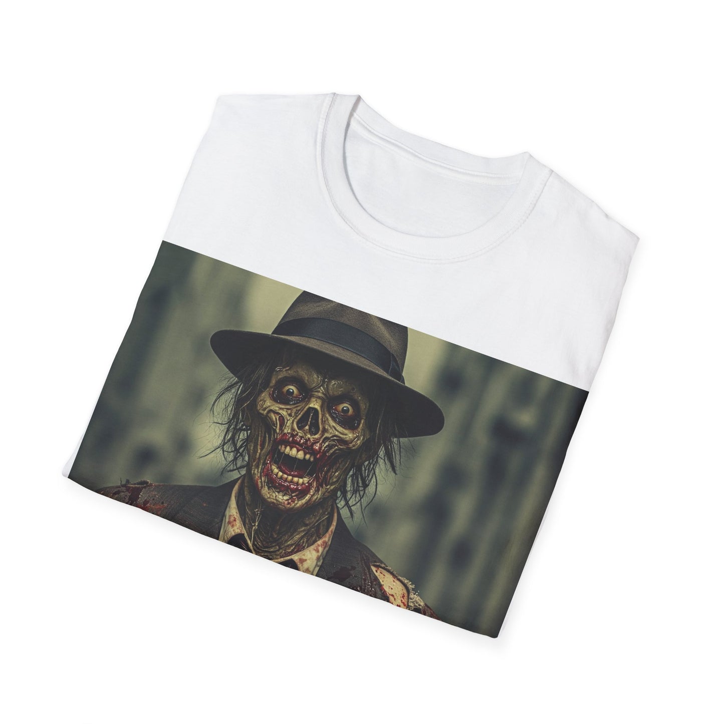 UK - Skeleton News Reporter Unisex Softstyle T-Shirt - Spooky Halloween Vibe