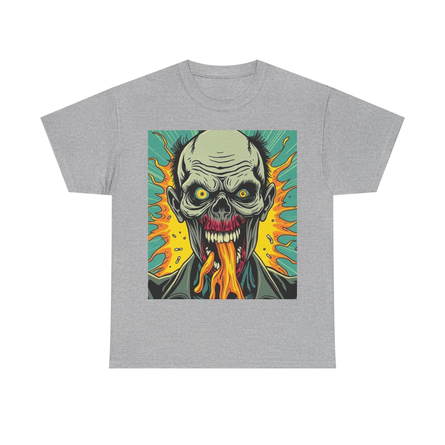 UK - Unisex Heavy Cotton Tee - Fiery Skull Graphic Shirt
