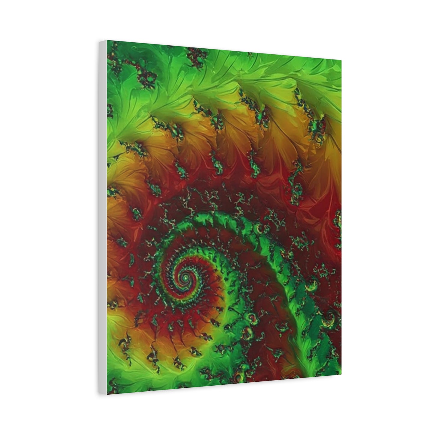 Vibrant Fractal Art Canvas - Green and Red Abstract Wall Decor