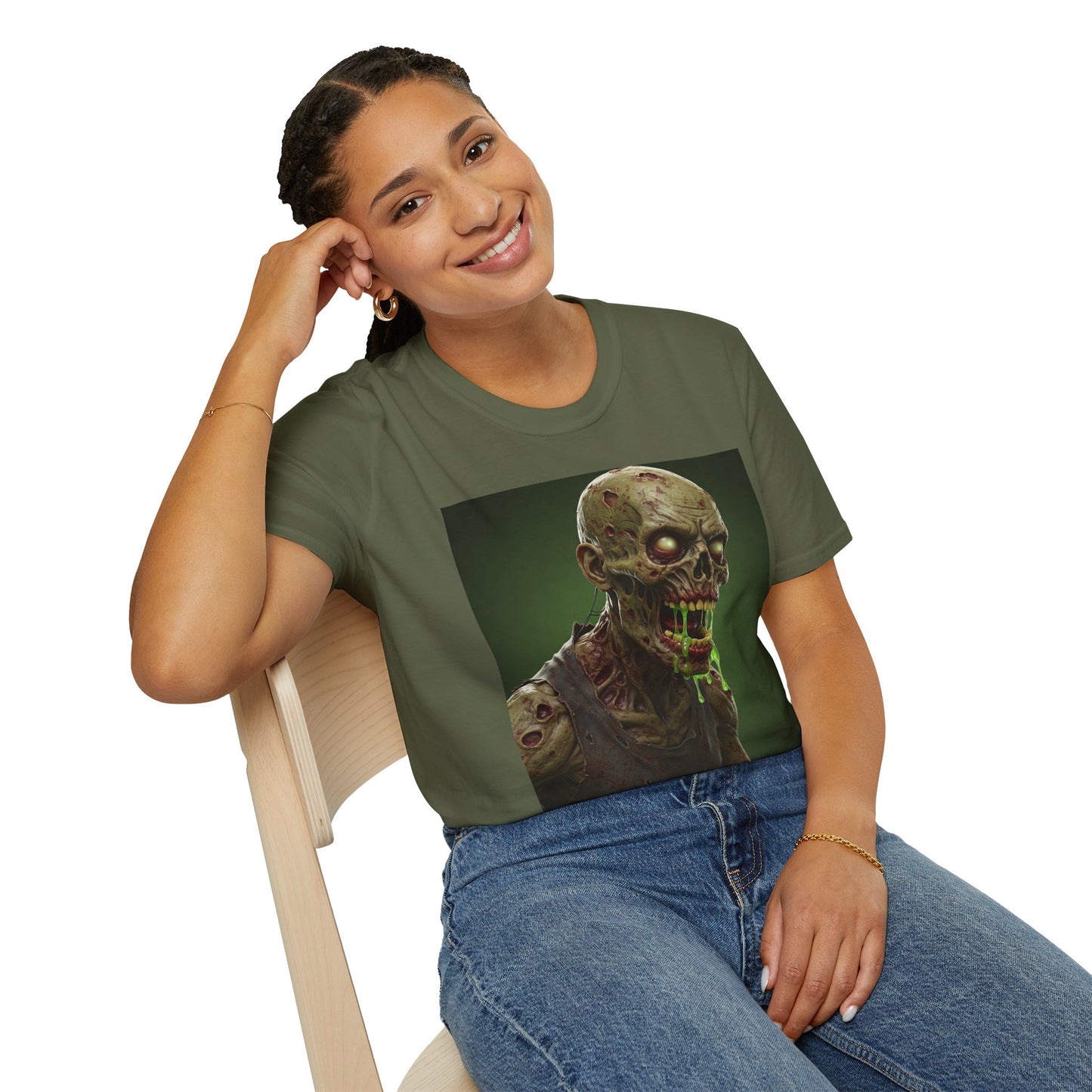 Zombie Graphic Unisex Softstyle T-Shirt - Perfect for Halloween and Horror Fans