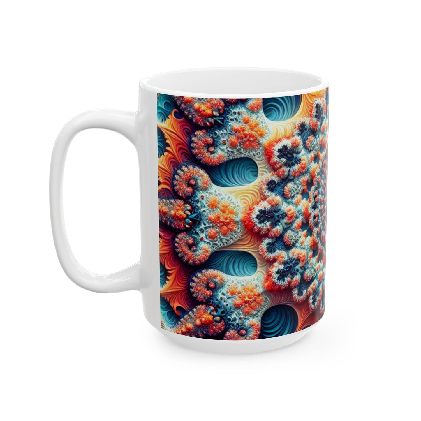 Vibrant Mandala Ceramic Mug - Colorful 11oz & 15oz Coffee Cup for Mandala Lovers