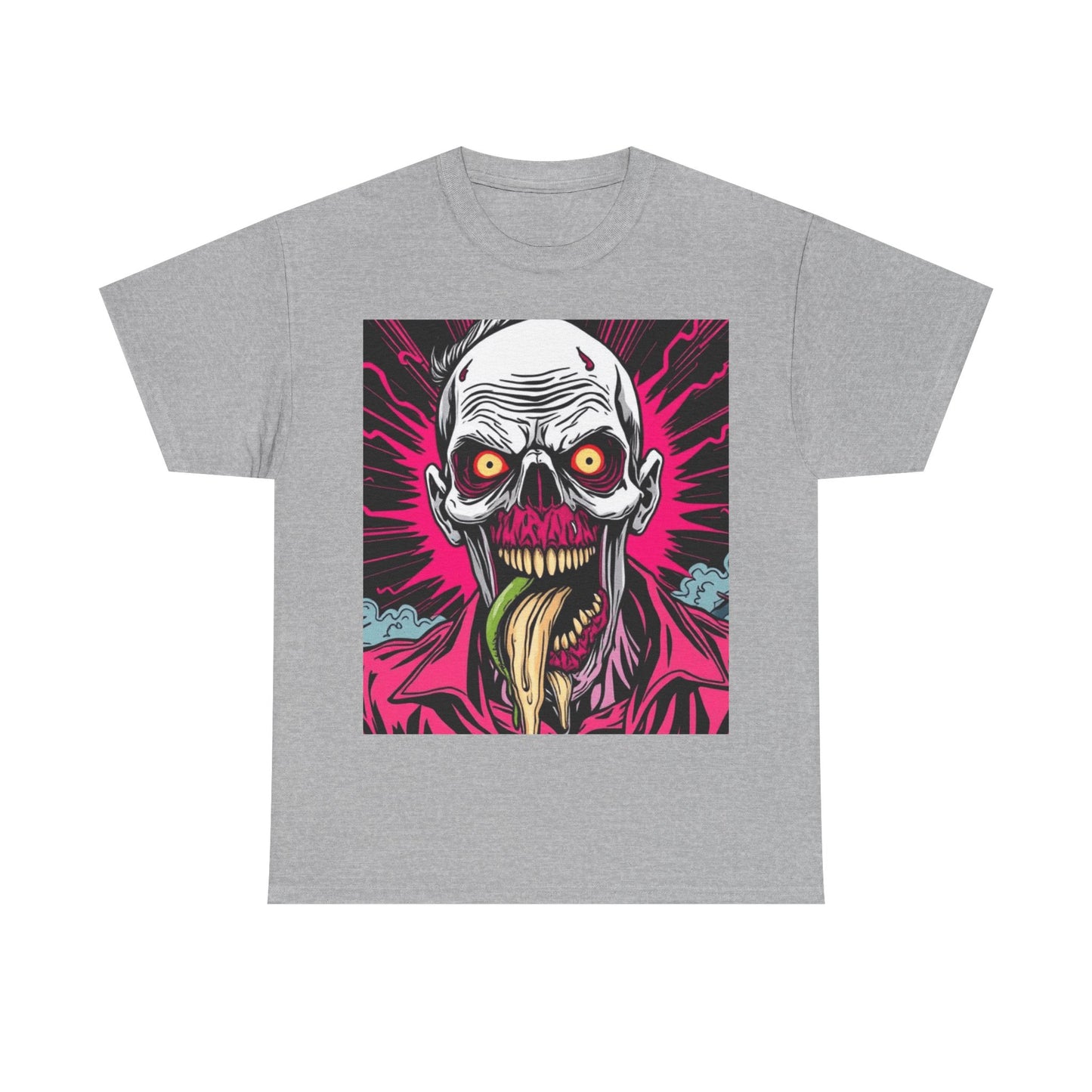 UK - Unisex Heavy Cotton Tee - Spooky Skull Art Graphic Tee