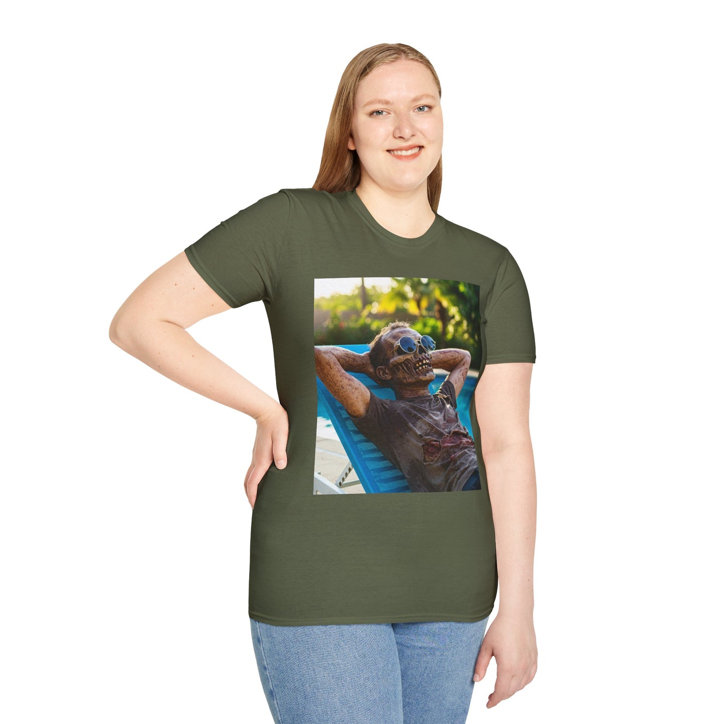 Chillin' Zombie Unisex Softstyle T-Shirt | Halloween Apparel