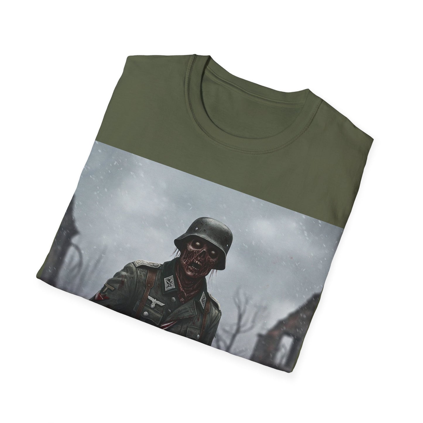 UK - Unisex Softstyle Graphic T-Shirt - Zombie Soldier Design