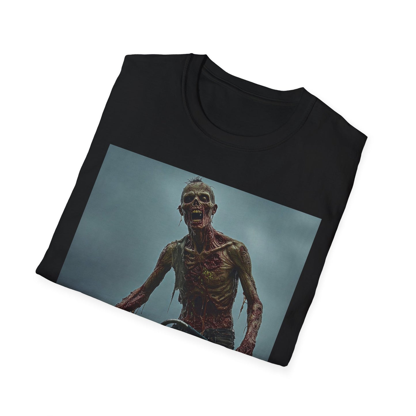 Unisex Zombie Graphic T-Shirt - Spooky Biker Design for Halloween