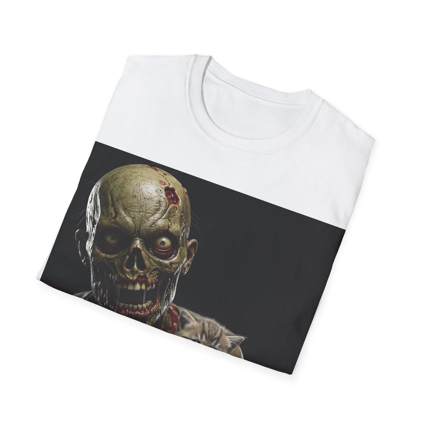 UK - Cute Zombie Cat Apocalyptic Portrait Tee, bold, decaying zombie graphic