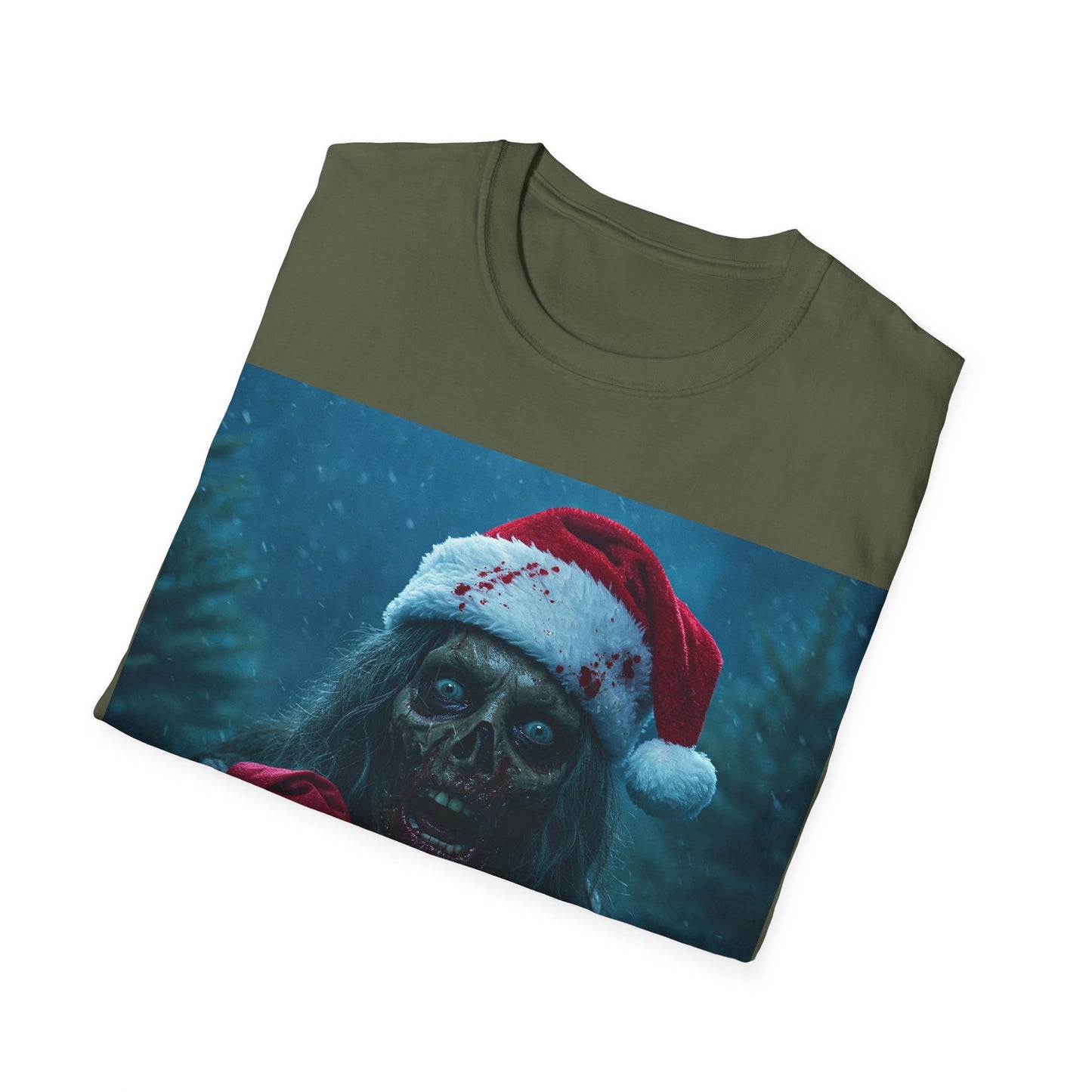 UK - Spooky Christmas Apocalyptic Portrait Tee, bold, decaying zombie graphic cat
