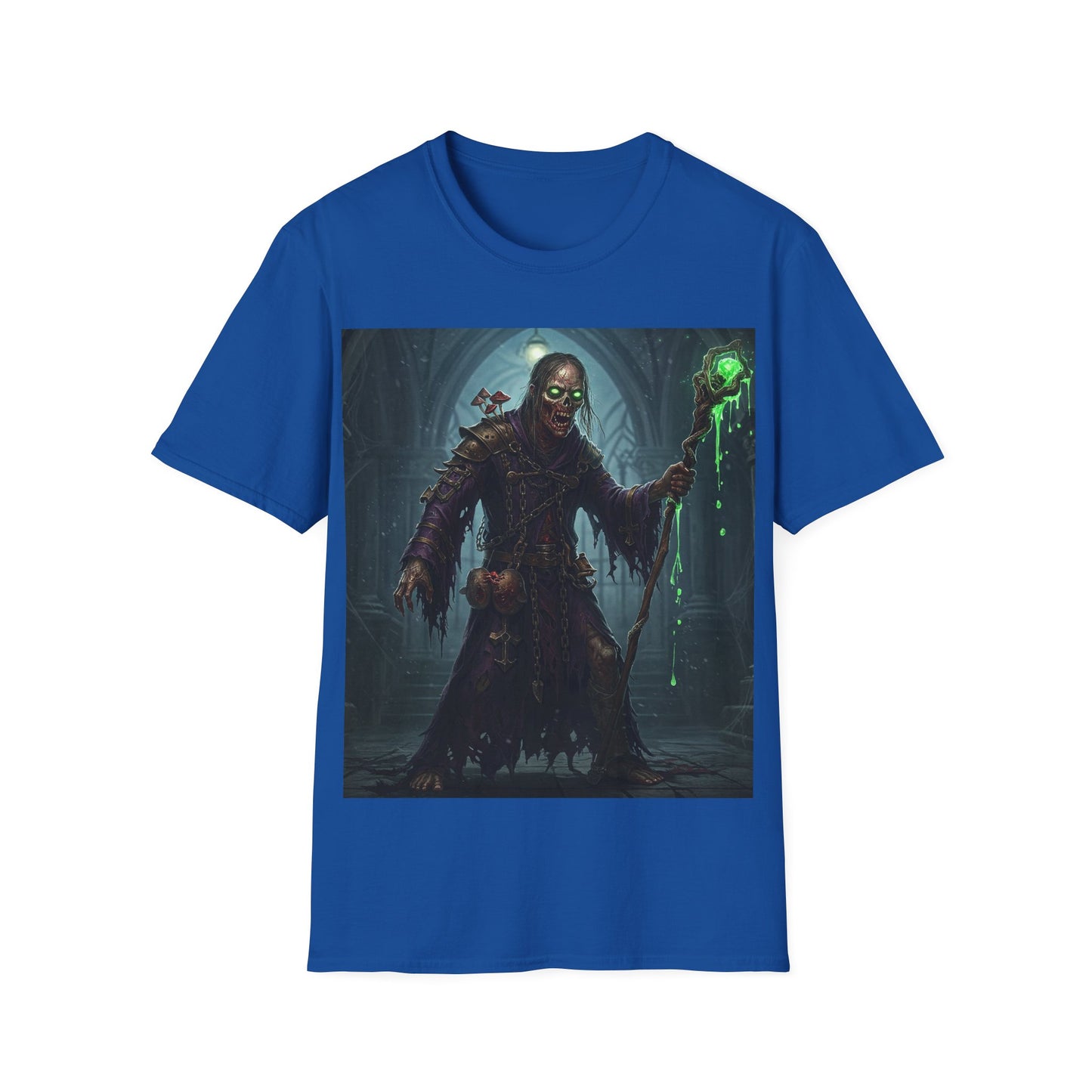 UK - Spooky Sorcerer Apocalyptic Portrait Tee, bold, decaying zombie graphic