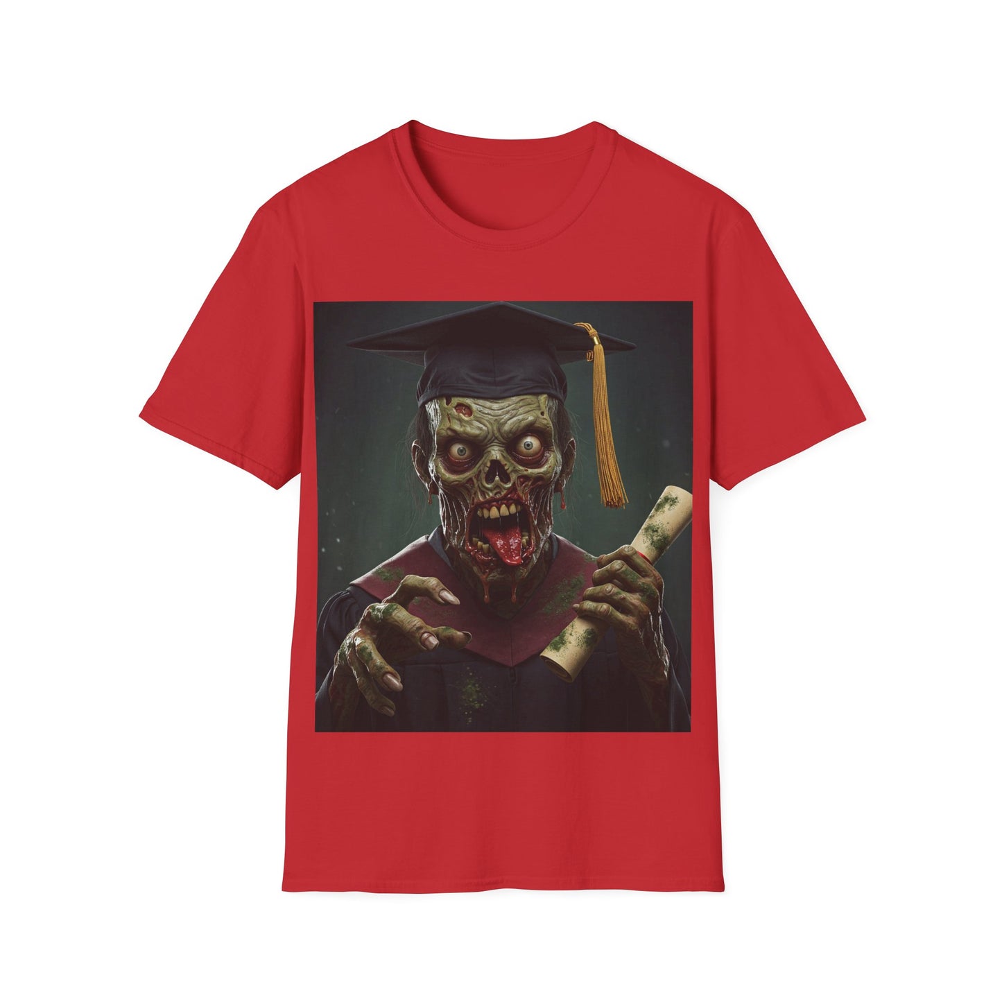 UK - Zombie Graduate Unisex Softstyle T-Shirt - Perfect for Halloween & Graduation