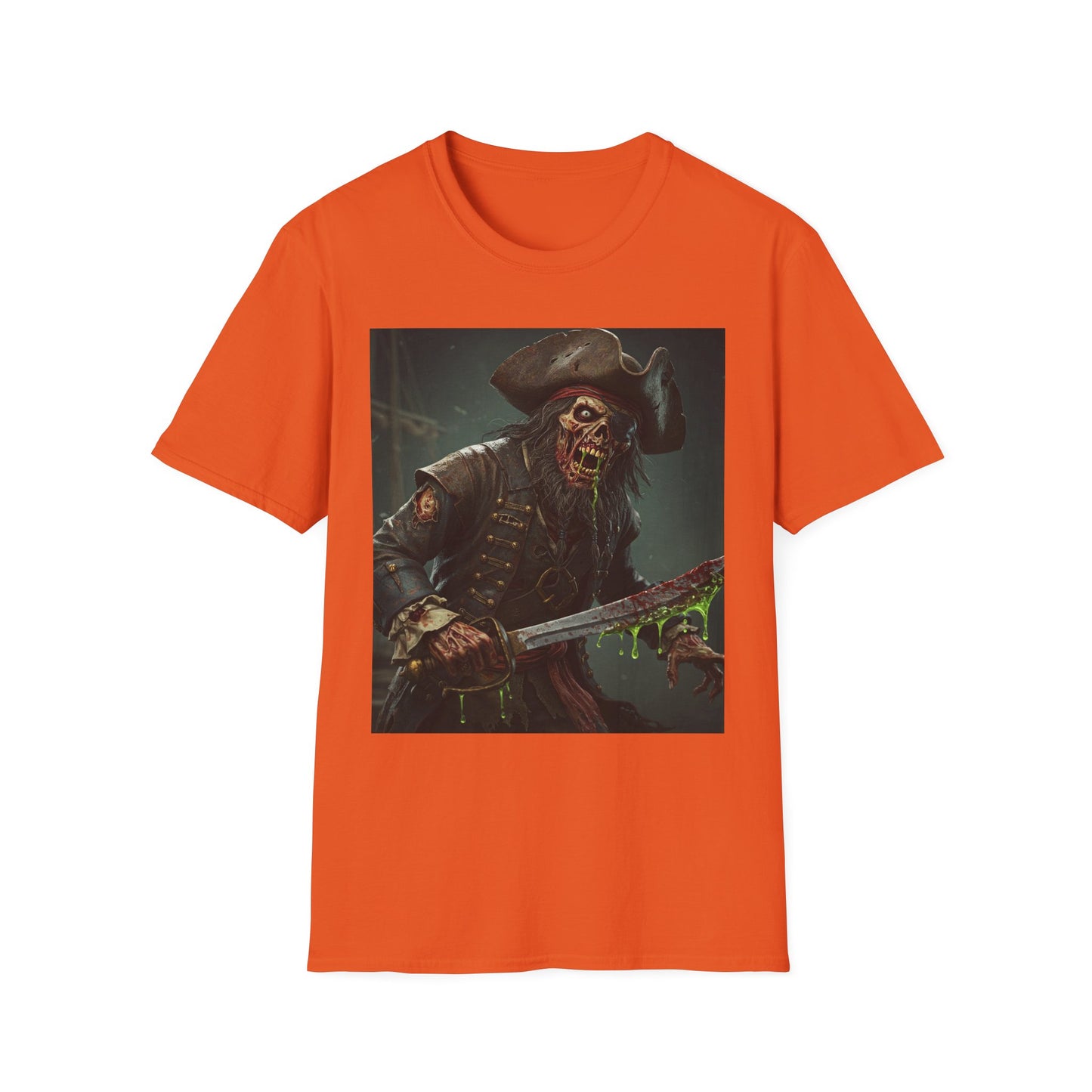 Zombie Pirate Graphic Unisex T-Shirt - Perfect for Halloween and Casual Wear