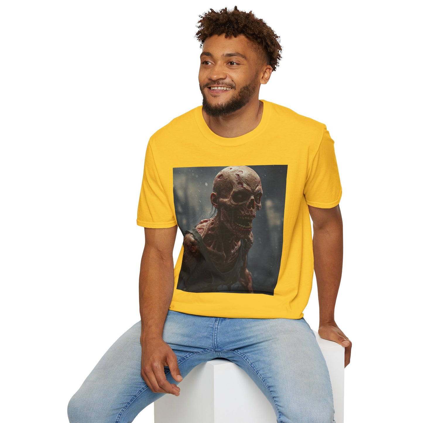 Unisex Softstyle T-Shirt with Creepy Skeleton Design - Perfect for Halloween and Horror Fans