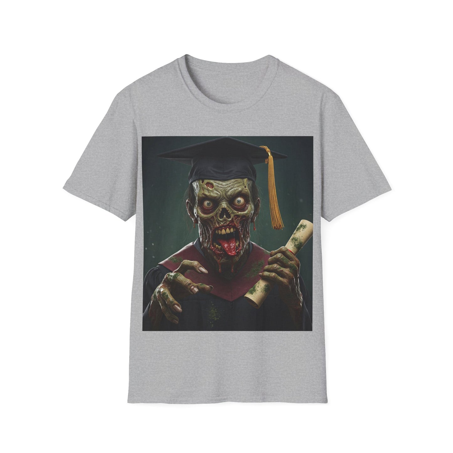 UK - Zombie Graduate Unisex Softstyle T-Shirt - Perfect for Halloween & Graduation