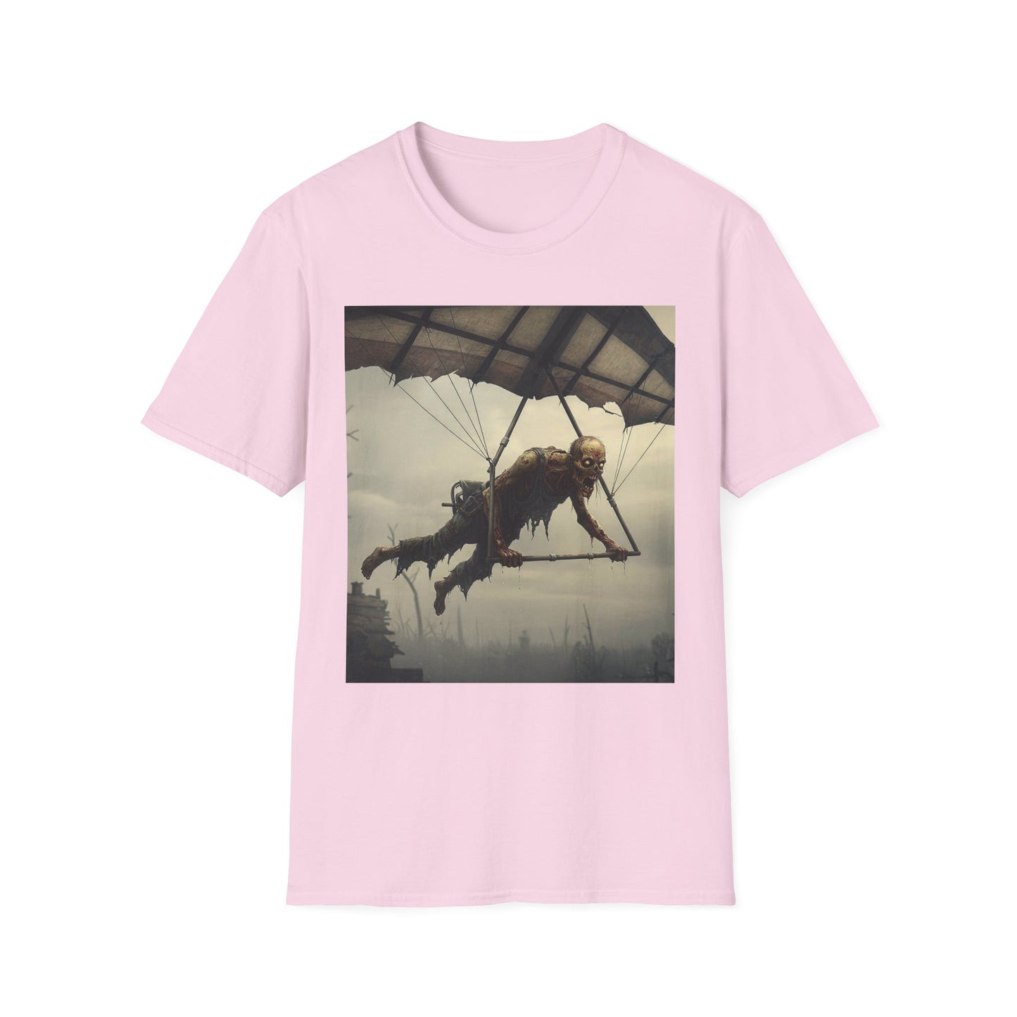 Zombie Parachute Unisex Softstyle T-Shirt - Perfect for Halloween and Horror Fans