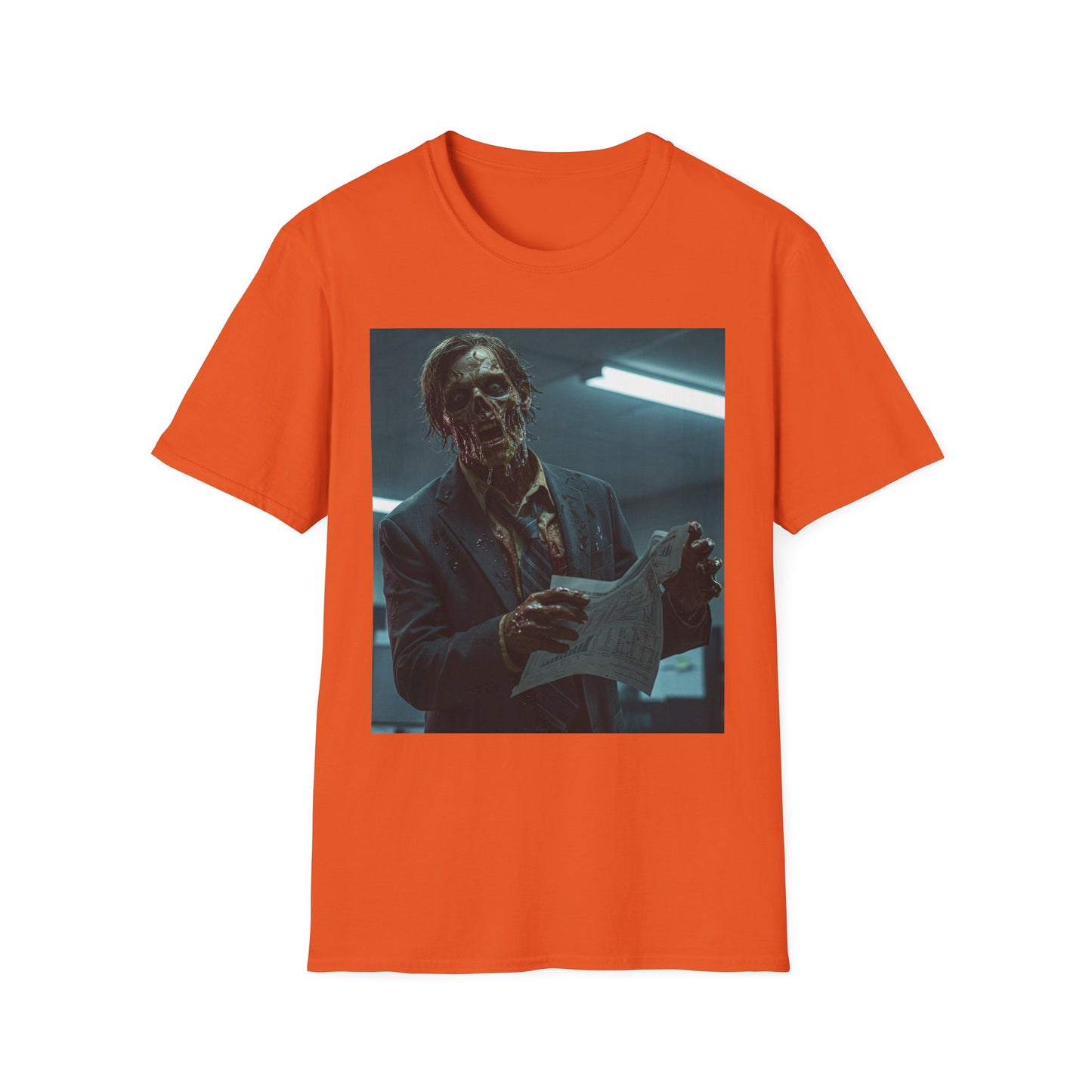 Zombie Horror Unisex Softstyle T-Shirt - Spooky Graphic Tee for Halloween and Horror Lovers