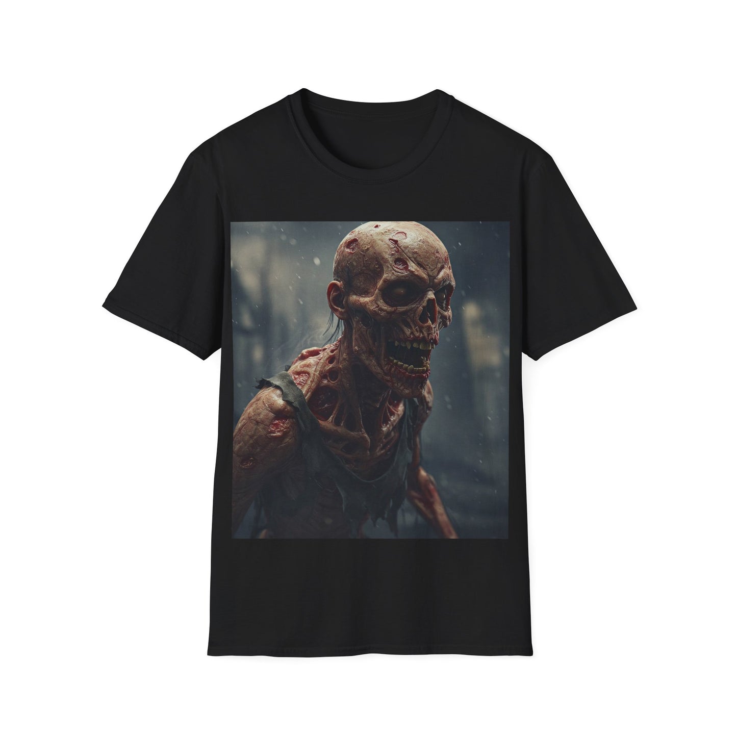 UK - Unisex Softstyle T-Shirt with Creepy Skeleton Design - Perfect for Halloween and Horror Fans