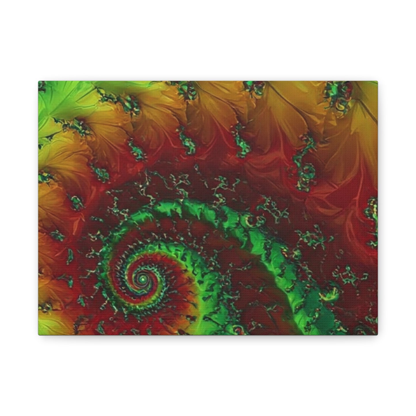 Vibrant Fractal Art Canvas - Green and Red Abstract Wall Decor