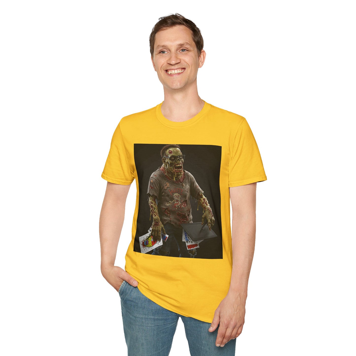 Zombie Graphic Unisex Softstyle T-Shirt - Perfect for Halloween and Casual Wear