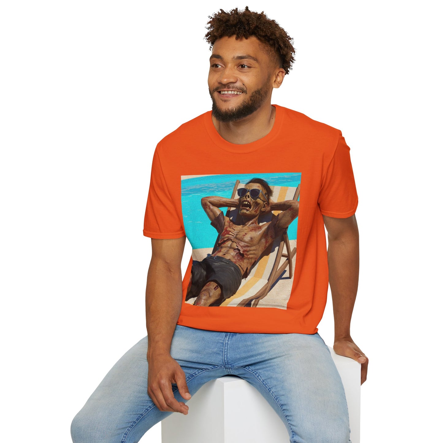Zombie Relaxation Unisex Softstyle T-Shirt - Perfect for Halloween and Casual Outings