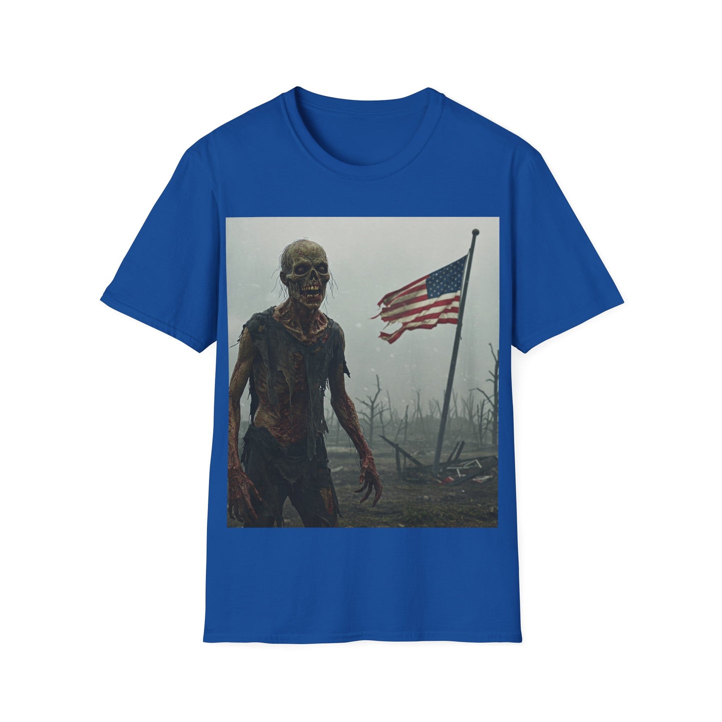 UK - Patriot Zombie Apocalypse Apocalyptic Portrait Tee, bold, decaying zombie graphic