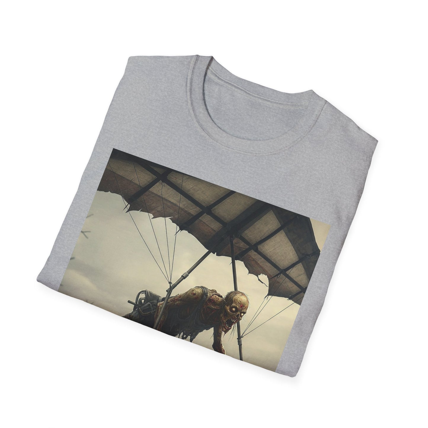 Zombie Parachute Unisex Softstyle T-Shirt - Perfect for Halloween and Horror Fans