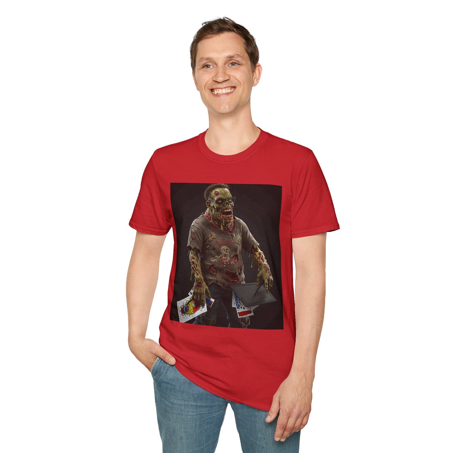 Zombie Graphic Unisex Softstyle T-Shirt - Perfect for Halloween and Casual Wear