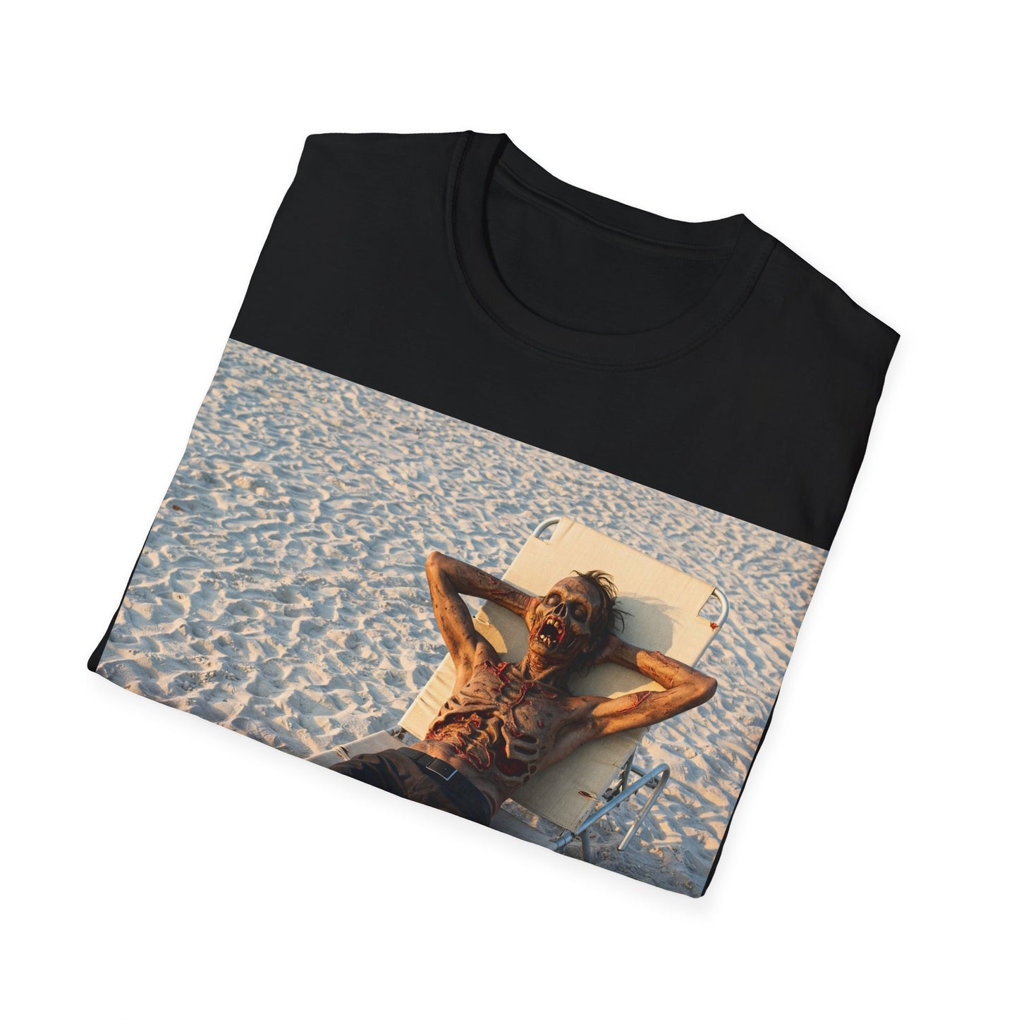 UK - Relaxing Beach Apocalyptic Portrait Tee, bold, decaying zombie graphic