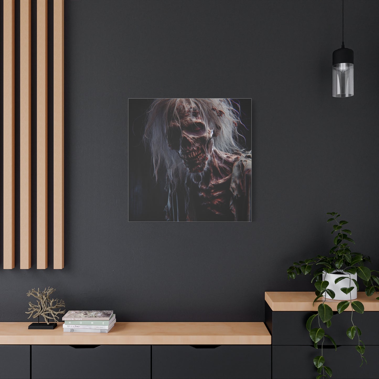 Creepy Zombie Wall Art Canvas - 12" Horror Decor