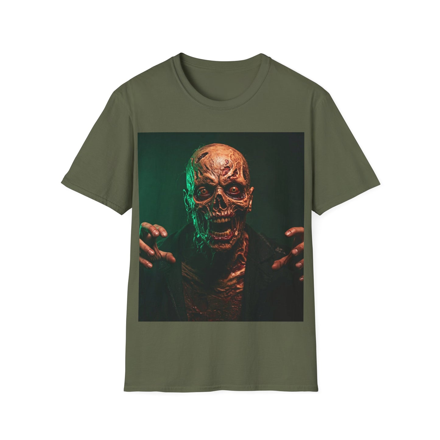 UK - Horror-Themed Apocalyptic Portrait Tee, bold, decaying zombie graphic