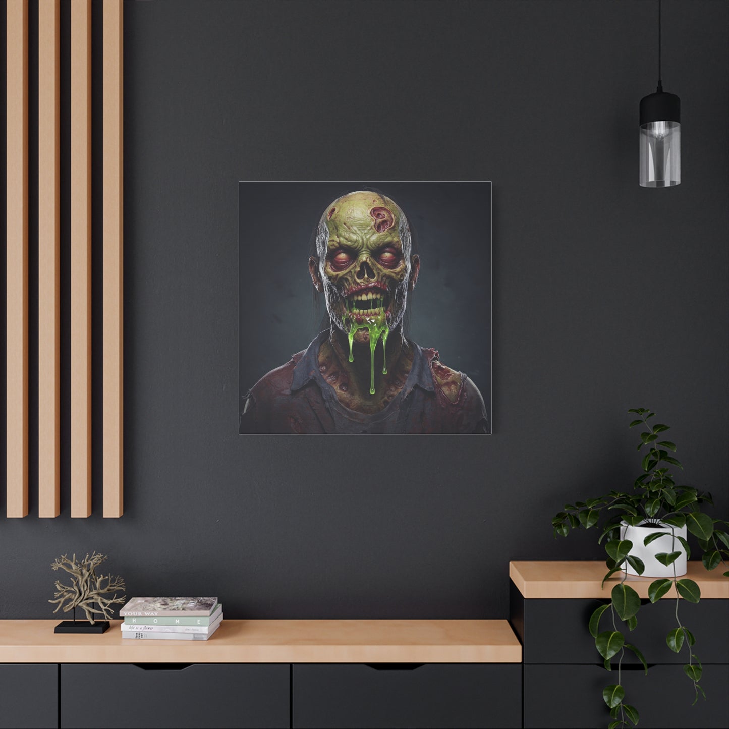 Zombie Art Canvas Wall Decoration - Spooky Halloween Home Decor
