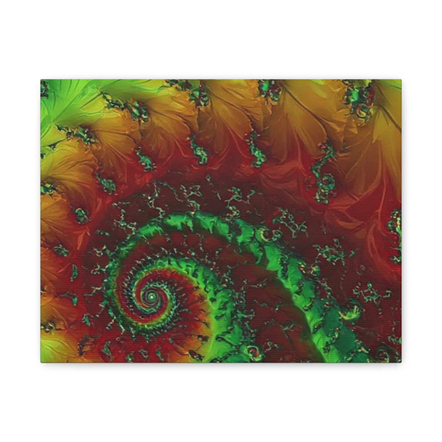 Vibrant Fractal Art Canvas - Green and Red Abstract Wall Decor